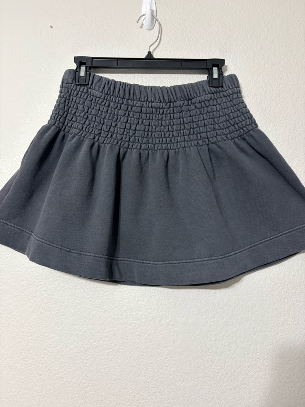 Aerie Wide Smocked Waist Charcoal Gray Terry Circle Mini Skirt M